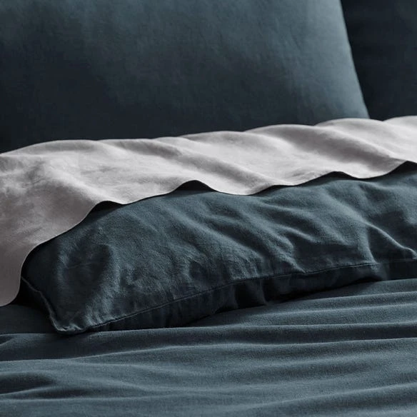 Morgan & Finch Olsen Linen/Cotton Quilt Cover - Slate Blue 7 Morgan & Finch Olsen Linen/Cotton Quilt Cover - Slate Blue - Image 5