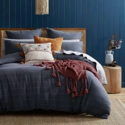 Morgan & Finch Ramsay Quilt Cover - Slate Blue -Morgan & Finch Shop G RAMSAY 010803 00540 P