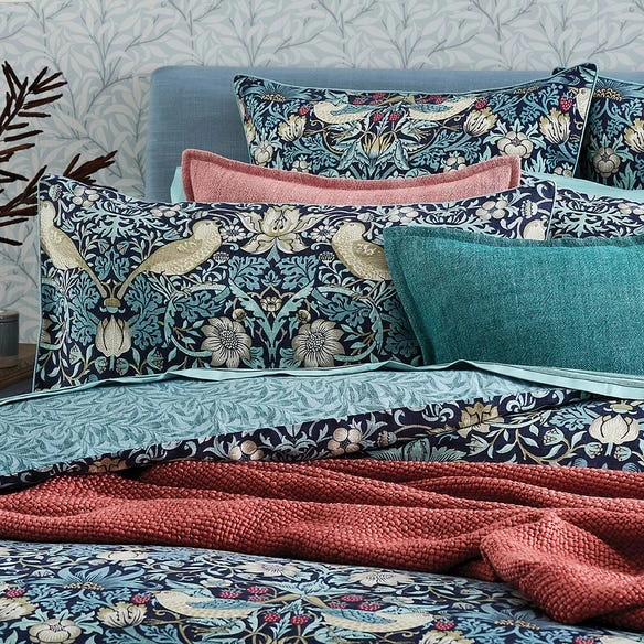 Morris & Co Strawberry Thief Quilt Cover - Ink 3 Morris & Co Strawberry Thief Quilt Cover - Ink