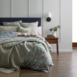 Morgan & Finch Asher Coverlet - Sage Green -Morgan & Finch Shop M C Strawberry Thief Sage QQC Asher Coverlet Marketing