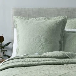 Morgan & Finch Asher Coverlet - Sage Green -Morgan & Finch Shop M F Asher Coverlet Euro 1