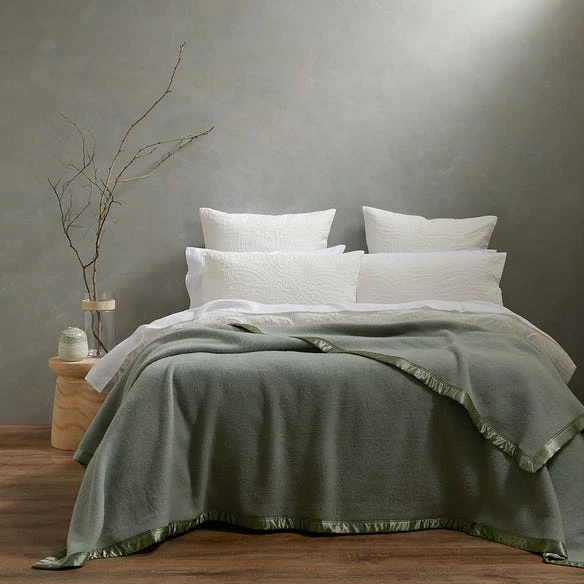 Morgan & Finch Cooper Woollen Blanket - Sage 4 Morgan & Finch Cooper Woollen Blanket - Sage - Image 2
