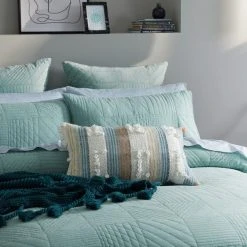 Morgan & Finch Dutton Quilt Cover - Smoke Blue -Morgan & Finch Shop M F Dutton Detail 1