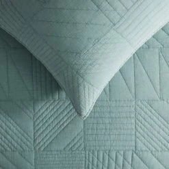 Morgan & Finch Dutton Quilt Cover - Smoke Blue -Morgan & Finch Shop M F Dutton Detail 3 4