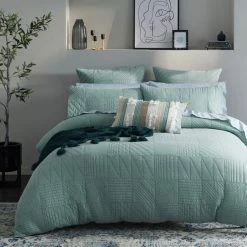Morgan & Finch Dutton Quilt Cover - Smoke Blue -Morgan & Finch Shop M F Dutton QQC 6
