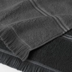 Morgan & Finch Inca Towel - Grey 10 Morgan & Finch Inca Towel - Grey -Morgan & Finch Shop M F Inca Reversible Towels Granite Grey 213745 R Detail 111 2
