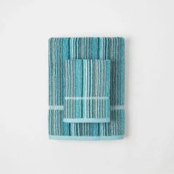 Morgan & Finch Montauk Towel - Teal Multi -Morgan & Finch Shop M F Montauk Stripe Towels Teal Multi 181821 R