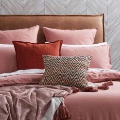 Morgan & Finch Olsen Linen/Cotton Quilt Cover - Brick -Morgan & Finch Shop M F Olsen Brick Detail 2 1