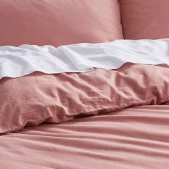 Morgan & Finch Olsen Linen/Cotton Quilt Cover - Brick -Morgan & Finch Shop M F Olsen Brick Detail 3 1