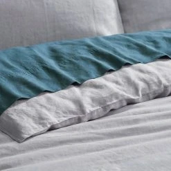 Morgan & Finch Olsen Linen/Cotton Quilt Cover - Platinum -Morgan & Finch Shop M F Olsen Platinum Detail 2 5