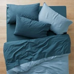 Morgan & Finch Flannelette Sheet Set - Slate Blue -Morgan & Finch Shop M F PLAIN DYE SLATE ECOM