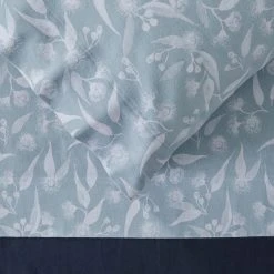 Morgan & Finch Pemberton Flannelette Sheet Set - Smoke Blue -Morgan & Finch Shop M F Pemberton Smoke Blue SS Detail 5