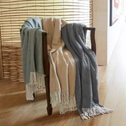 Morgan & Finch Swansea Woollen Herringbone Throw - Natural/Mustard -Morgan & Finch Shop M F Swansea Herringbone Throws 21884 R V2