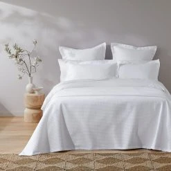 Morgan & Finch Harvey Cotton Blanket - White -Morgan & Finch Shop M F Harvey White QQC SI 4