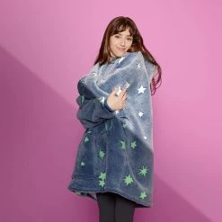 Morgan & Finch Galaxy Glow Hooded Sherpa Blanket -Morgan & Finch Shop M F Hooded Shepra MS16524 ECOM