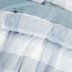Morgan & Finch Lincoln Brushed Cotton Quilt Cover - Blue Check -Morgan & Finch Shop M F Lincoln Blue Detail 1011 ECOM 5