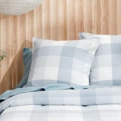 Morgan & Finch Lincoln Brushed Cotton Quilt Cover - Blue Check -Morgan & Finch Shop M F Lincoln Blue Euroi009 ECOM 1