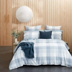 Morgan & Finch Lincoln Brushed Cotton Quilt Cover - Blue Check -Morgan & Finch Shop M F Lincoln Blue QQC007 ECOM 7
