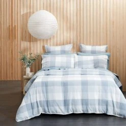 Morgan & Finch Lincoln Brushed Cotton Quilt Cover - Blue Check