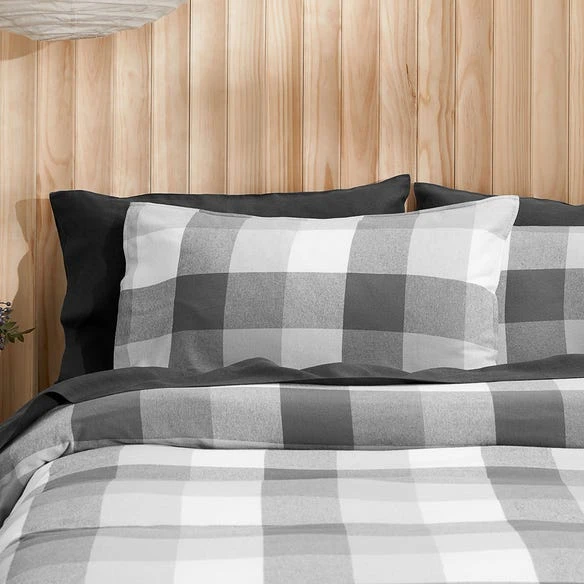 Morgan & Finch Lincoln Brushed Cotton Quilt Cover - Charcoal Check 3 Morgan & Finch Lincoln Brushed Cotton Quilt Cover - Charcoal Check