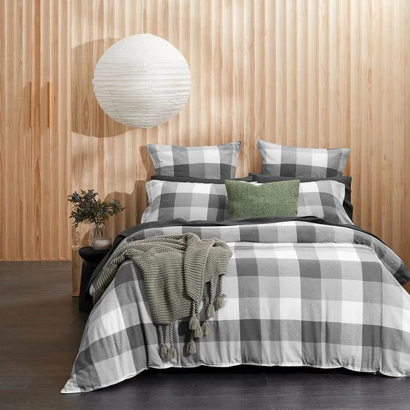 Morgan & Finch Lincoln Brushed Cotton Quilt Cover - Charcoal Check 6 Morgan & Finch Lincoln Brushed Cotton Quilt Cover - Charcoal Check - Image 4