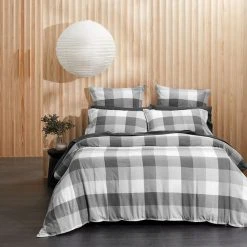 Morgan & Finch Lincoln Brushed Cotton Quilt Cover - Charcoal Check 10 Morgan & Finch Lincoln Brushed Cotton Quilt Cover - Charcoal Check -Morgan & Finch Shop M F Lincoln Charcoal QQC V2002 ECOM