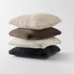 Morgan & Finch Luxury Faux Fur Cushion - Stone