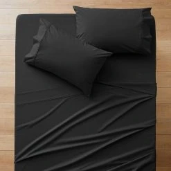 Morgan & Finch Perfects 250 TC Cotton Blend Sheets - Black -Morgan & Finch Shop M F S23 Perfects Black SS SI 11