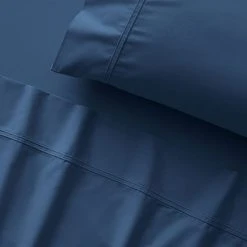 Morgan & Finch Pure 250 TC Egyptian Cotton Sheet Set - Indigo -Morgan & Finch Shop M F S23 Pure Indigo Detail SS SI 7