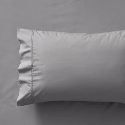 Morgan & Finch Superior 330 TC Cotton Sheet Set - Silver -Morgan & Finch Shop M F S23 Superior SS Silver Detail SI 8