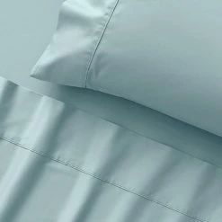Morgan & Finch York 375 TC Cotton Sateen Sheet Set - Aquamarine -Morgan & Finch Shop M F S23 York Aquamarine SS Detail SI 6