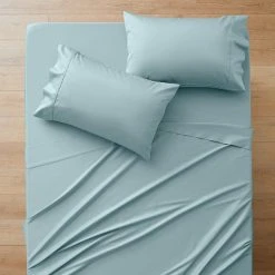 Morgan & Finch York 375 TC Cotton Sateen Sheet Set - Aquamarine -Morgan & Finch Shop M F S23 York Aquamarine SS SI 6