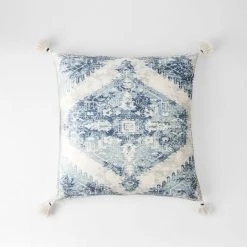 Morgan & Finch Piper Tassel Cushion - Ivory/Blue 8 Morgan & Finch Piper Tassel Cushion - Ivory/Blue -Morgan & Finch Shop blue1 1