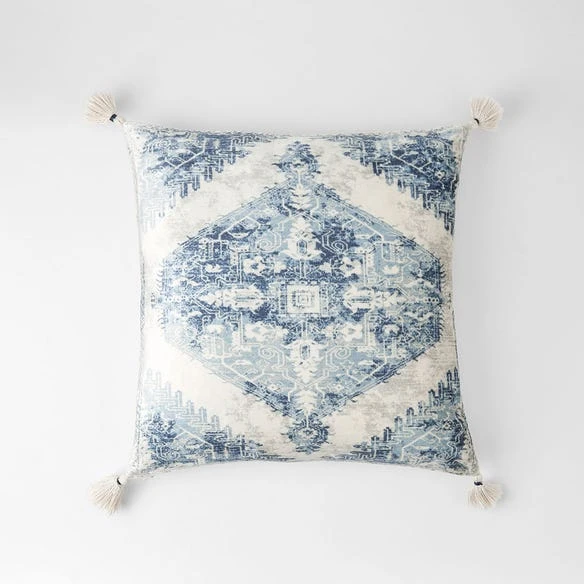 Morgan & Finch Piper Tassel Cushion - Ivory/Blue 5 Morgan & Finch Piper Tassel Cushion - Ivory/Blue - Image 3