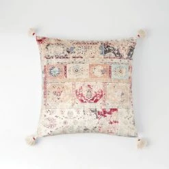 Morgan & Finch Piper Tassel Cushion - Ivory/Red